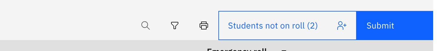 The emergency roll toolbar with the Students not on roll button