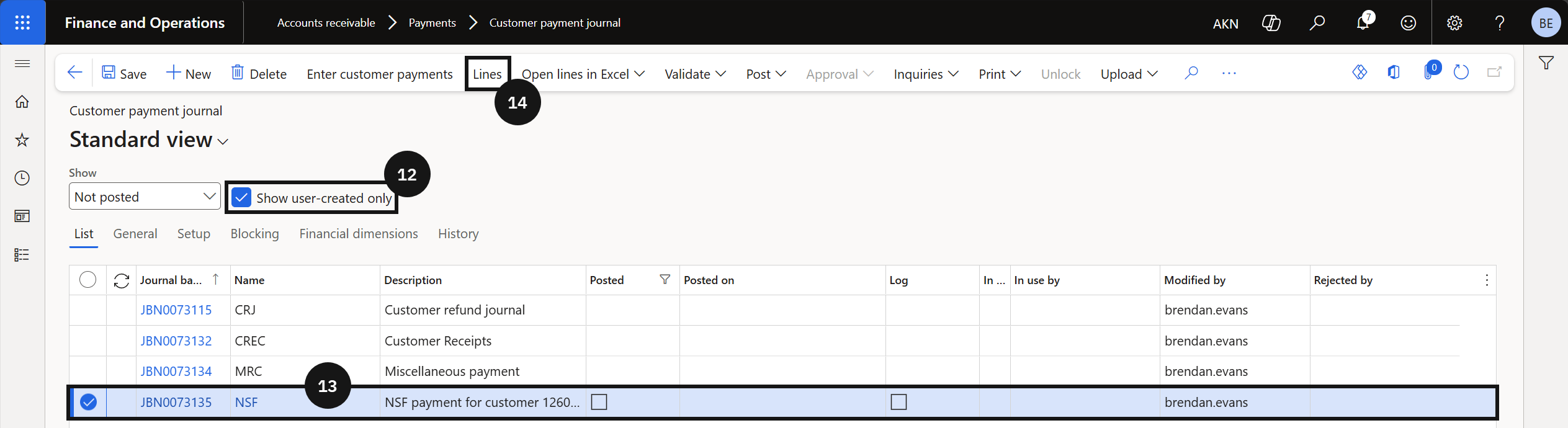 Cancel a Cheque — NSF — the Cancel payment window with the Reason code dropdown