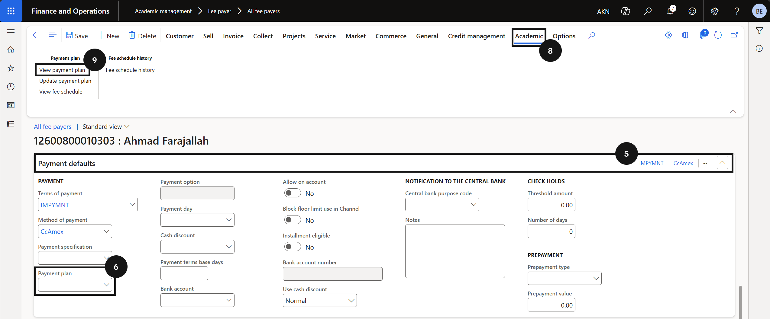 Cancel or Amend a Payment Plan — the View payment plan dialog with the Merge invoice button in the toolbar