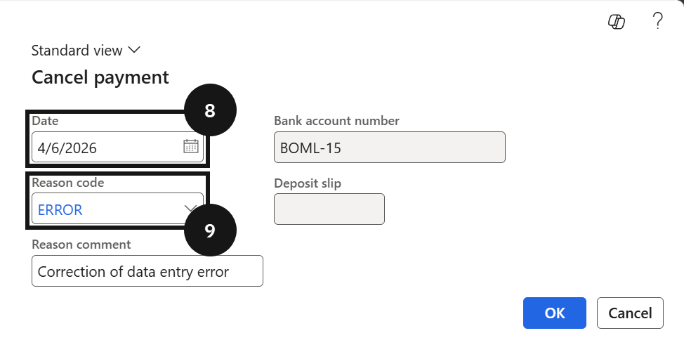 Cancel a Receipt — the confirmation result showing the reversed transaction