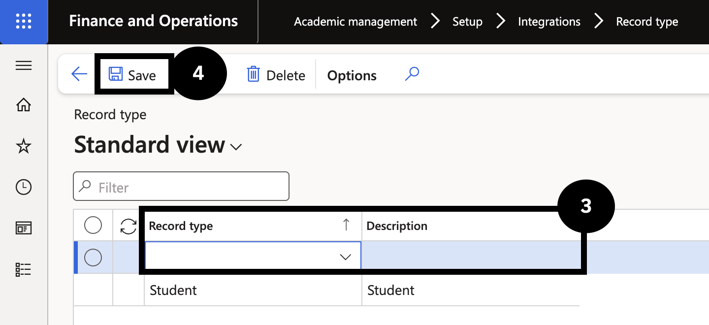 Configure Customer Integration Mapping — the Report type form with Record type and Description fields