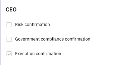 Checked Execution confirmation box in the CEO tab