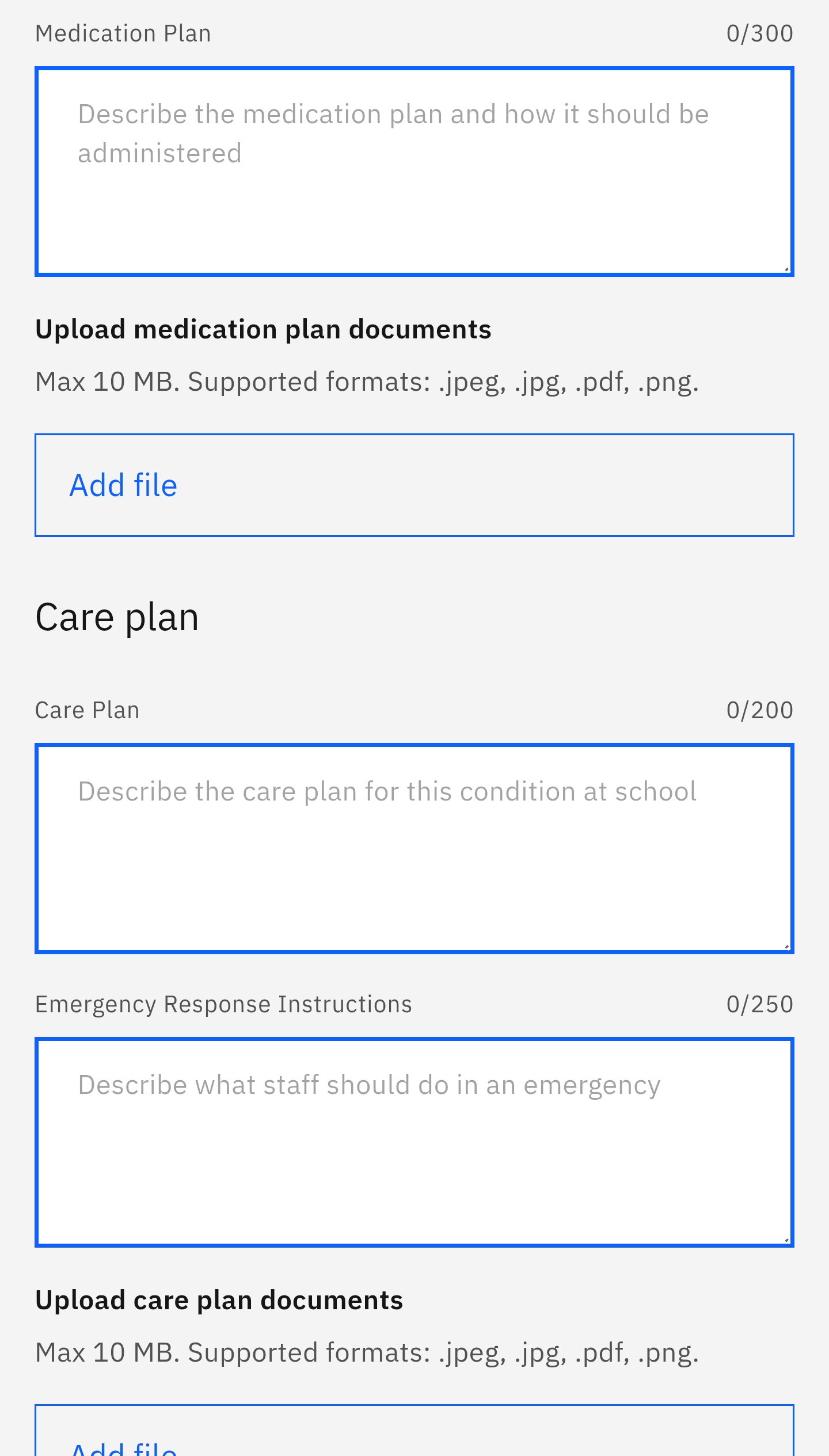 New Medical Details form lower half