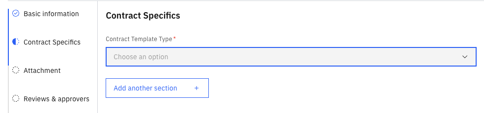 Select a contract template from the dropdown menu