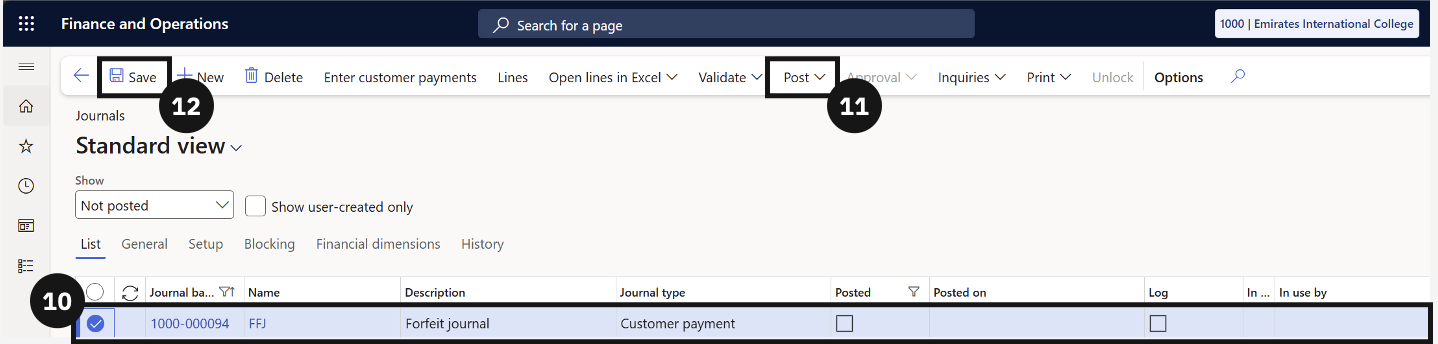 Forfeiting Deposits — the posted forfeit journal entry