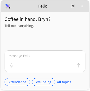 Felix chat panel opened on the screen