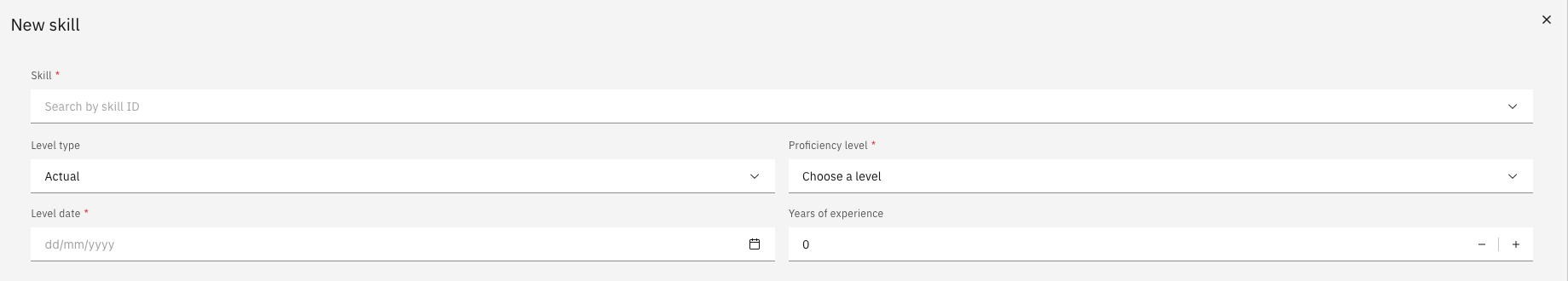 The form to add a new skill to platform