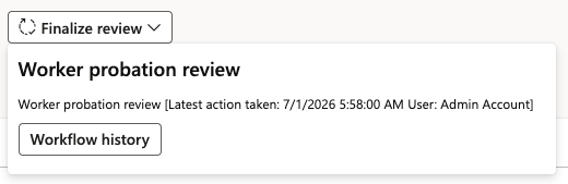 The Review menu expanded to show how to view workflow history