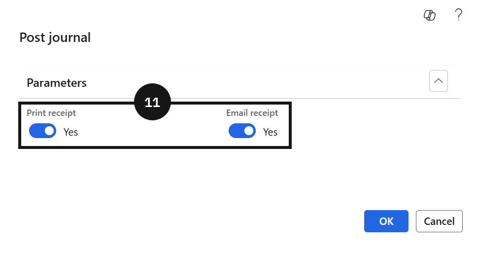 Process an Advance Payment — the Post receipt dialog with receipt delivery options
