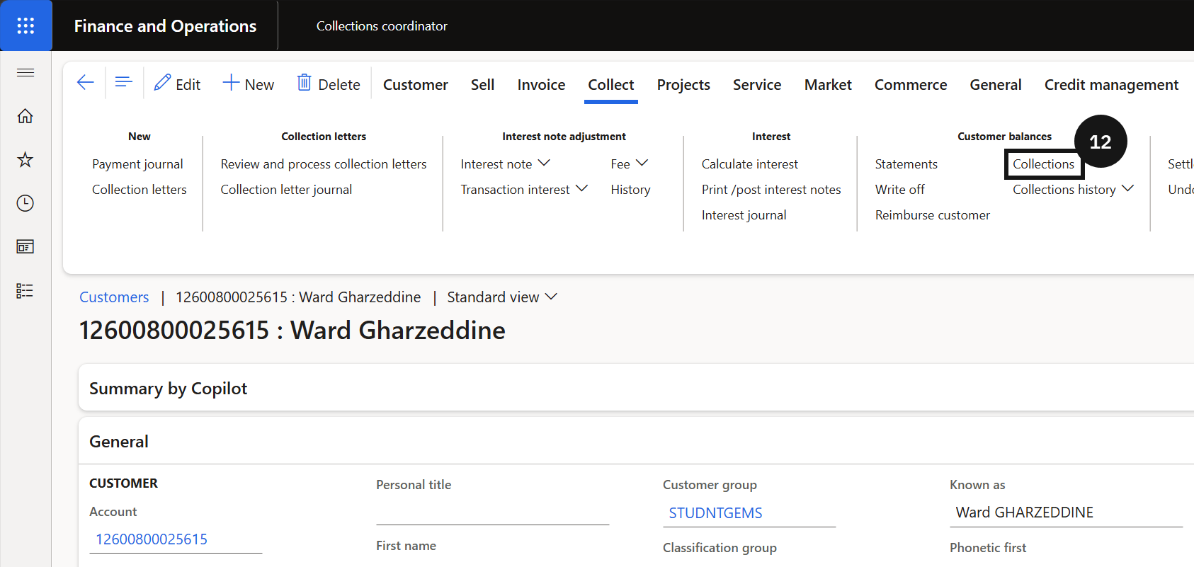 Record Debtor Notes — the Events list on the Customer detail screen with a note hovering to show preview