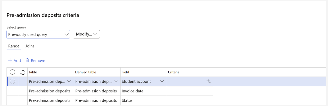 Refunding Deposits — the Pre-admission deposits list with a deposit checked for refund
