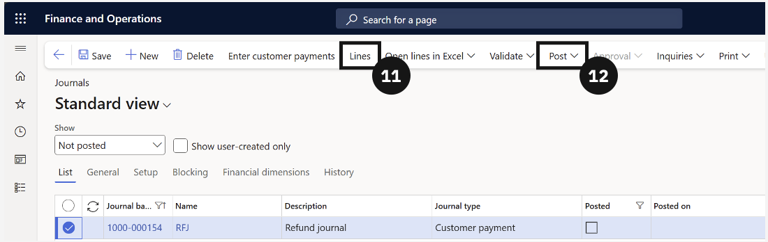 Refunding Deposits — the posted refund journal entry