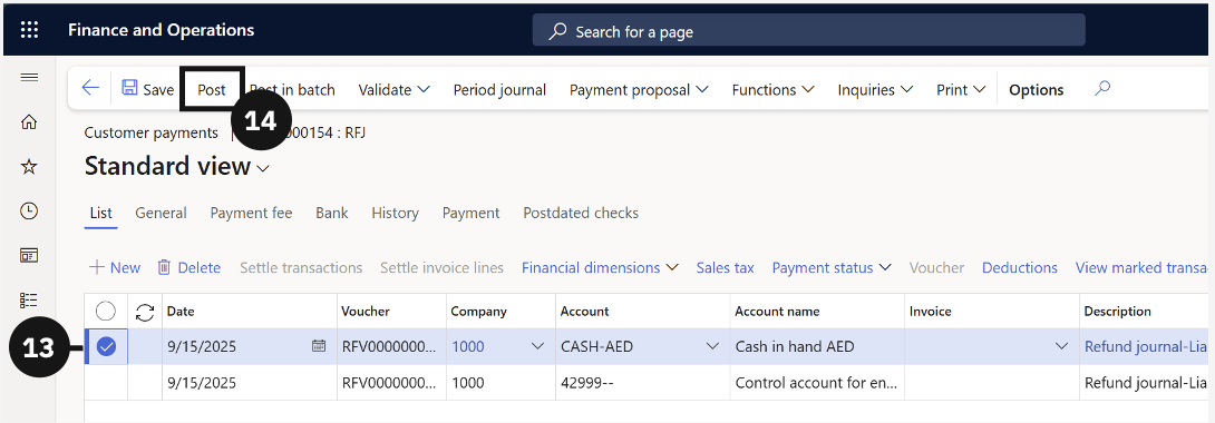 Refunding Deposits — the final transaction confirmation view