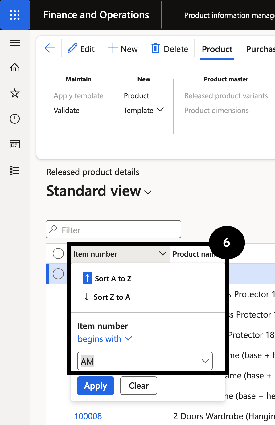 Set Up Fee Categories — the Released products list filtered to show AM fee category items