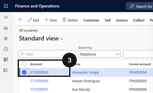 Student Setup Financial Responsibility — the Relationships section with fee payers and Paid percentage columns