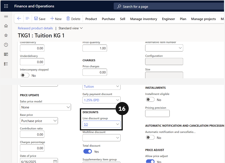 Set Up Trade Agreement — multiple tuition items with the Line discount group assigned