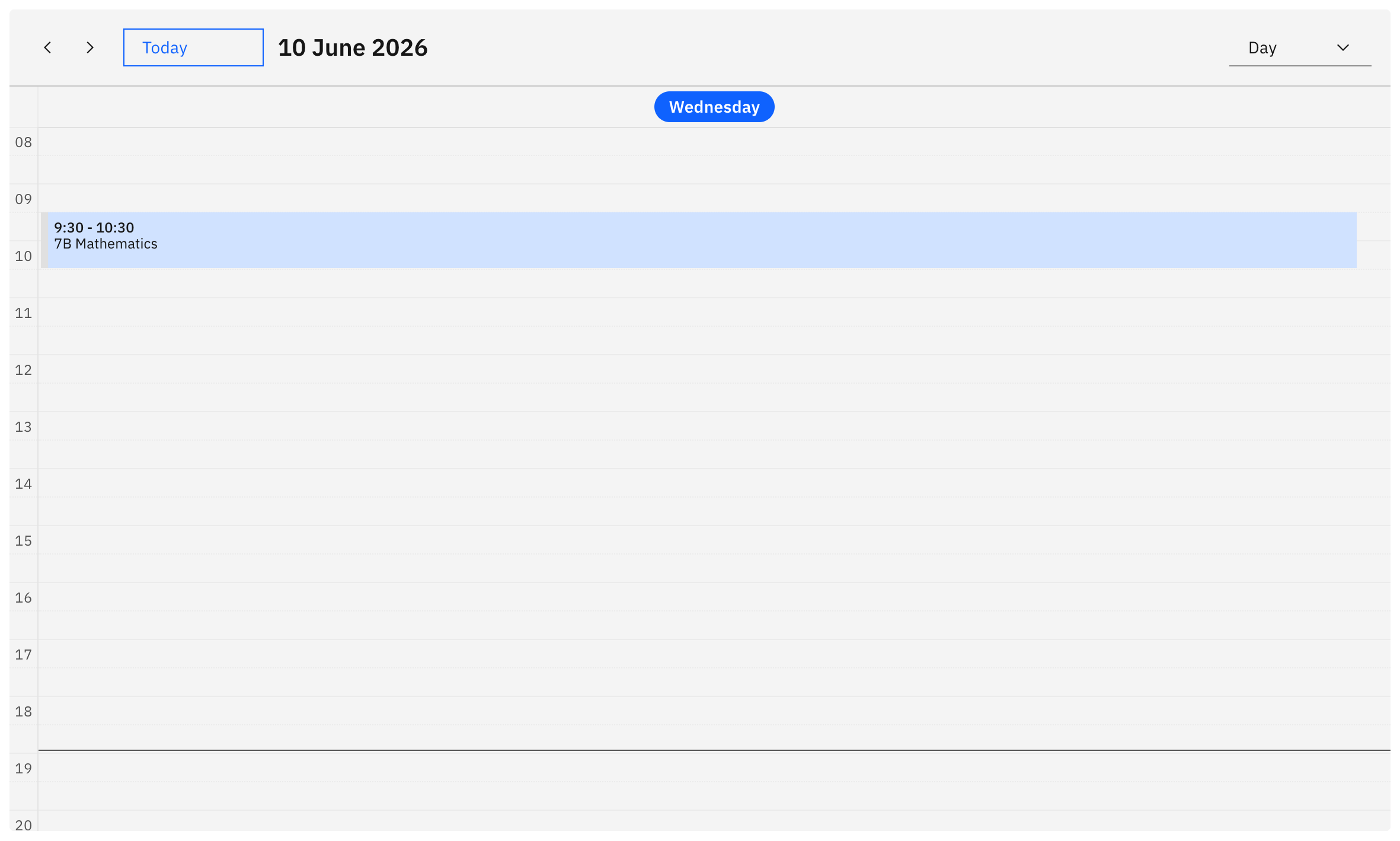 The Attendance calendar with a class block highlighted, ready to click to open its roll
