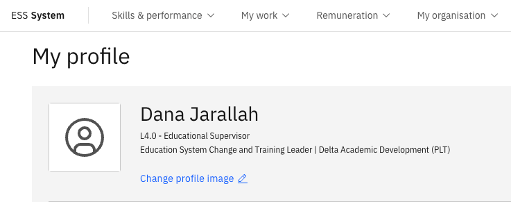 The Full Profile page with the profile image area and Change profile image button visible