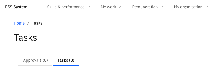 The Approvals and Tasks workspace showing the Tasks and Approvals tabs