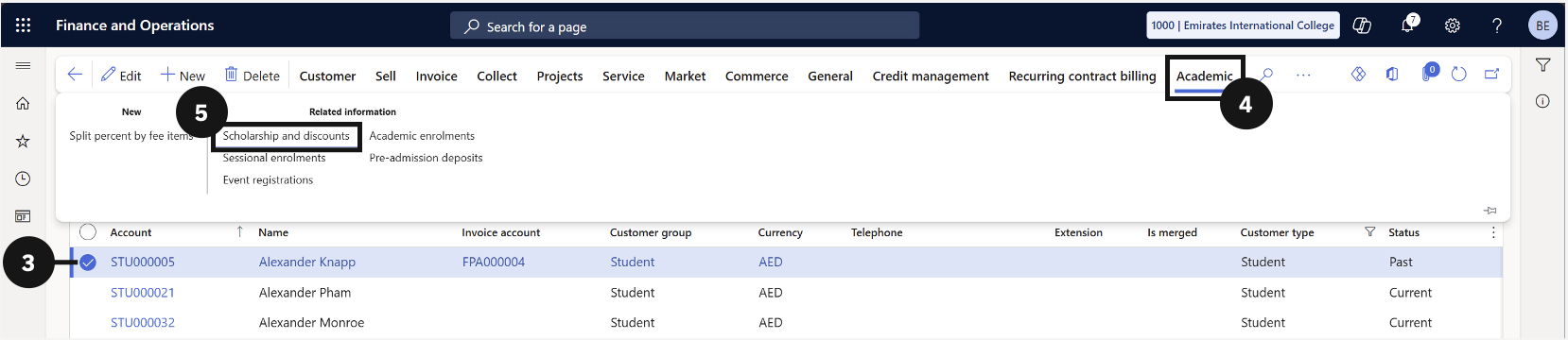 View student discounts — the Academic tab with the Related information section