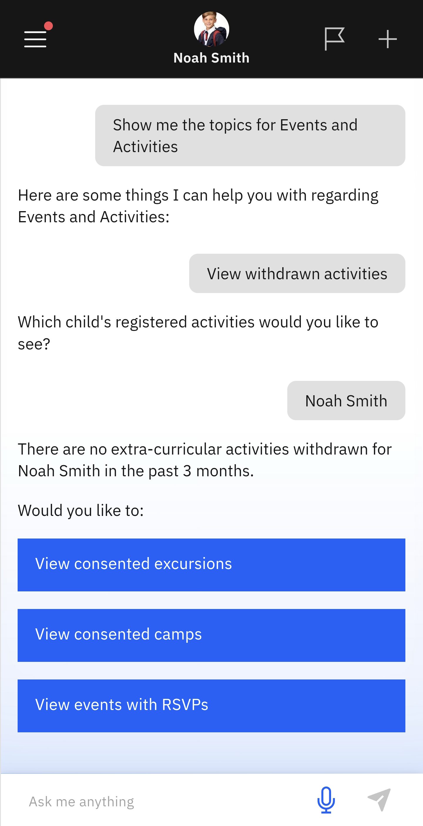 App identifying that no activities have been withdrawn in the last 3months