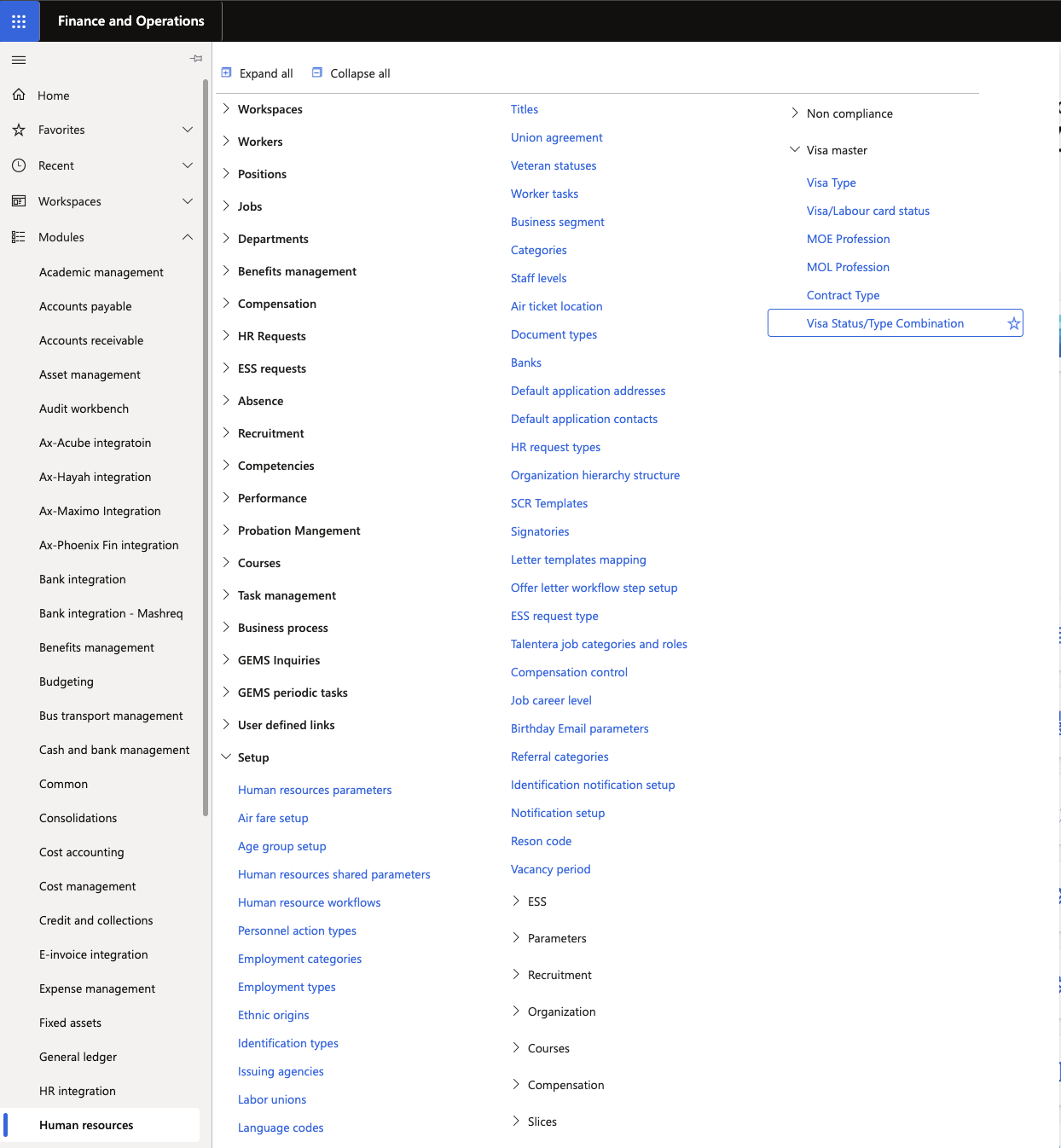 Visa status/type combination navigation pathway