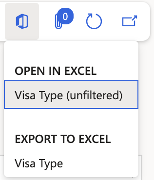 Dropdown menu to export to excel